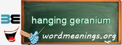 WordMeaning blackboard for hanging geranium